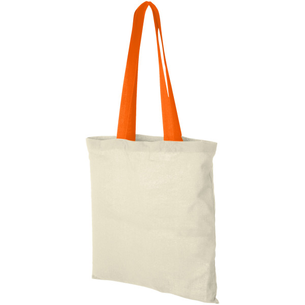 Nevada 100 g/m² cotton tote bag coloured handles 7L - Natural/Orange