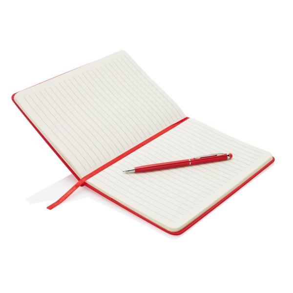 Basic Hardcover PU A5 Notizbuch mit Stylus-Stift, rot