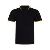 AWDis Stretch Tipped Piqué Polo Shirt, Black/Yellow, L, Just Polos