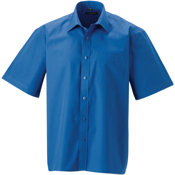 Men's Ss Pure Cotton Easy Care Poplin Shirt Aztec Blue XXL