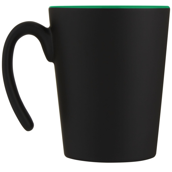 Oli 360 ml ceramic mug with handle - Green/Solid black