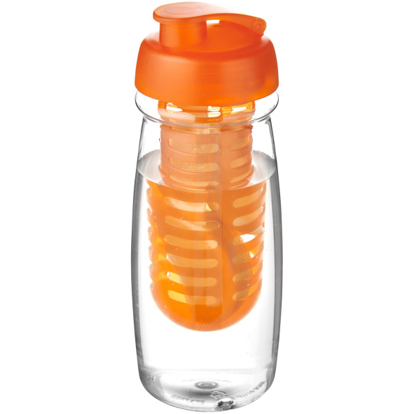 H2O Active® Pulse 600 ml flip lid sport bottle & infuser - Transparent/Orange