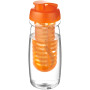 H2O Active® Pulse 600 ml sportfles en infuser met flipcapdeksel - Transparant/Oranje