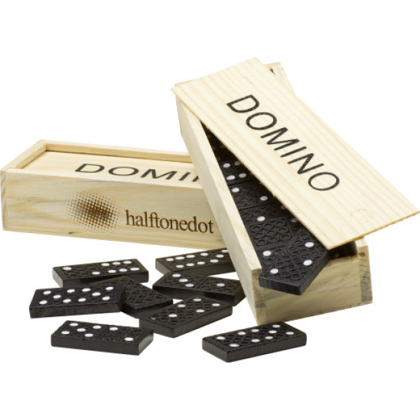 Houten doos met dominospel Enid bruin