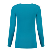 L&S T-shirt Crewneck cot/elast LS for her turquoise XL