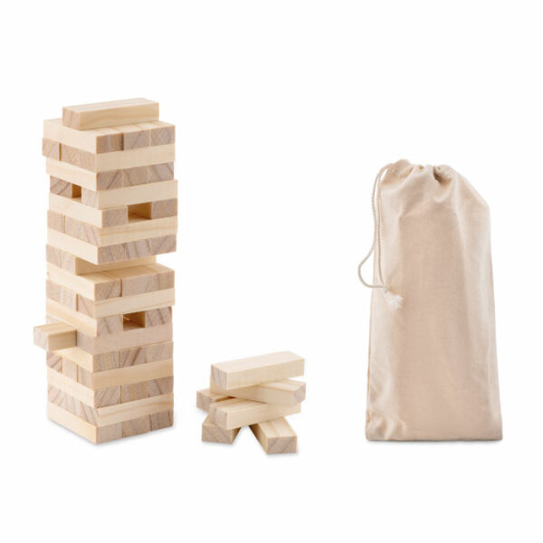 Houten Stapeltoren Spel 54 Delig - Jenga Stijl Voor Kinderen & Volwassenen | Incl. Opbergzak & Hoes | Familieavond Spel