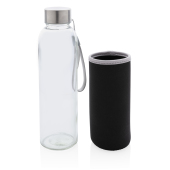 Glazen fles met neopreen hoes, zwart