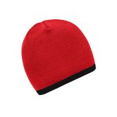 MB7584 Beanie with Contrasting Border rood/zwart one size