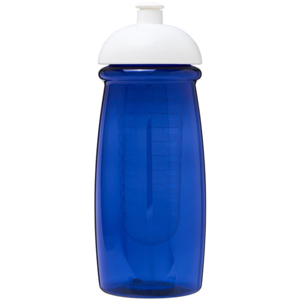 H2O Active® Pulse 600 ml bidon en infuser met koepeldeksel - Transparant blauw/Wit