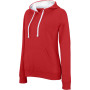 Damessweater met capuchon in contrasterende kleur Red / White M