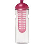 H2O Active® Base 650 ml bidon en infuser met koepeldeksel - Transparant/Roze