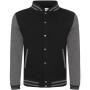 AWDis Varsity Jacket, Jet Black/Charcoal, L, Just Hoods