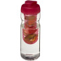 H2O Active® Base 650 ml sportfles en infuser met flipcapdeksel - Transparant/Roze