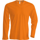 Men's long-sleeved V-neck T-shirt Orange 4XL