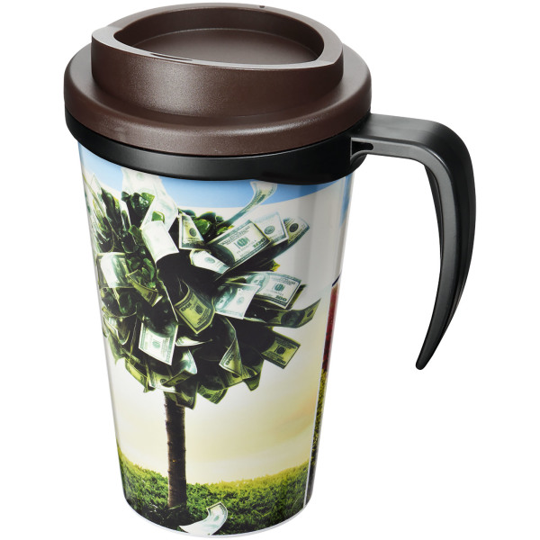 Brite-Americano® grande 350 ml insulated mug - Solid black/Brown
