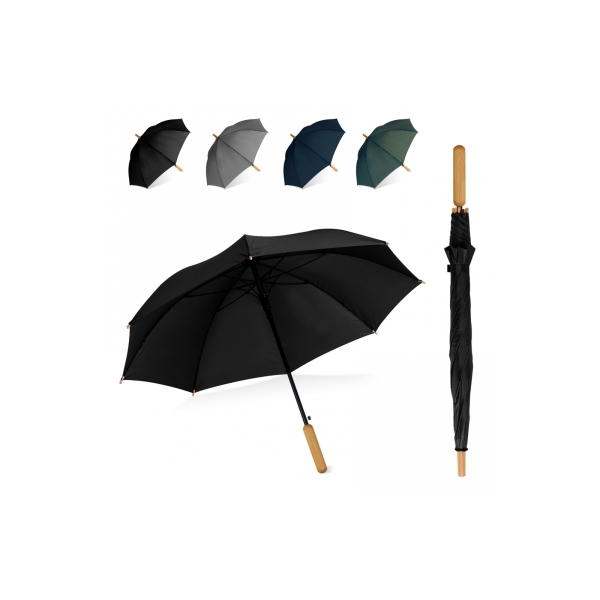 Stok paraplu 25” R-PET recht handvat auto open - Donker Blauw