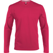 Men's long-sleeved V-neck T-shirt Fuchsia 3XL