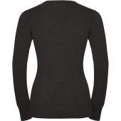 Ladies' V-neck Knitted Pullover Charcoal Marl XS