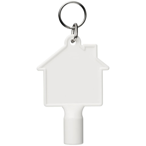Maximilian huisvormige meterbox-sleutel met sleutelhanger - Wit