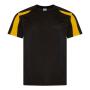 AWDis Cool Contrast Wicking T-Shirt, Jet Black/Gold, L, Just Cool