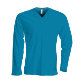 Men's long-sleeved V-neck T-shirt Tropical Blue XL