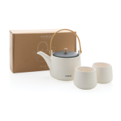 Ukiyo theepotset met kopjes, wit, grijs