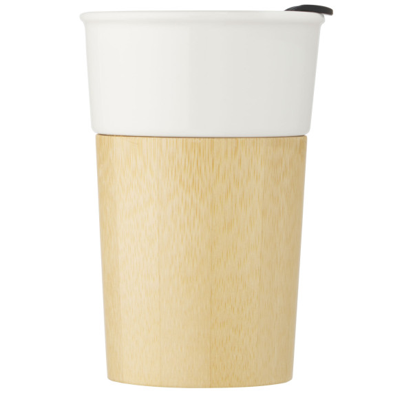 Pereira 320 ml porcelain mug with bamboo outer wall - Off white
