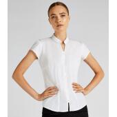Ladies Cap Sleeve V Neck Tailored Continental Blouse, Black, 10, Kustom Kit