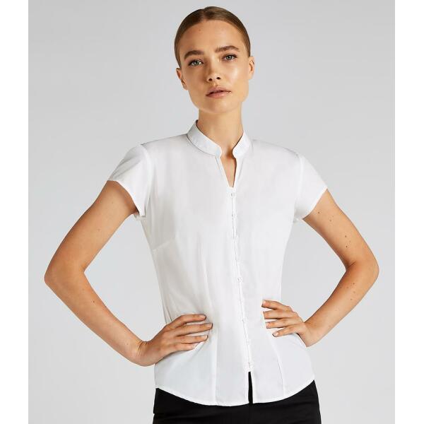 Ladies Cap Sleeve V Neck Tailored Continental Blouse