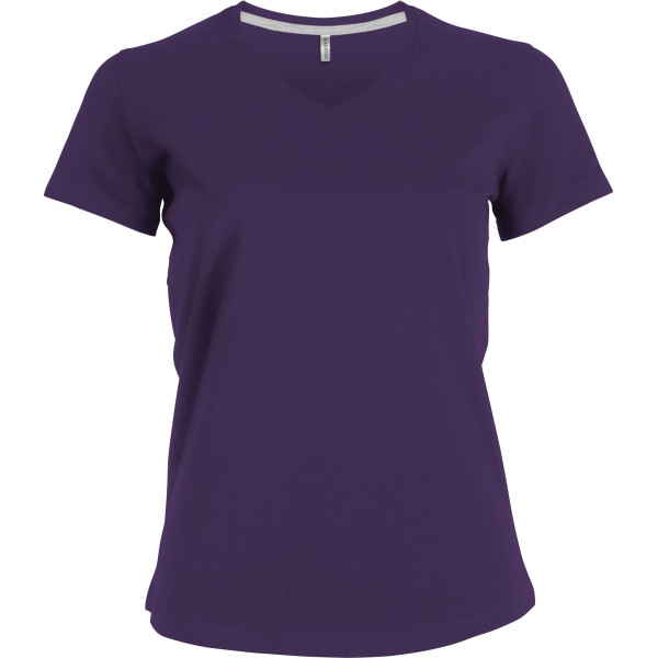 Dames T-shirt V-hals Korte Mouwen Purple 3XL