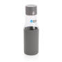 Ukiyo glass hydration tracking bottle with sleeve, grey