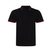 AWDis Stretch Tipped Piqué Polo Shirt, Black/Red, L, Just Polos