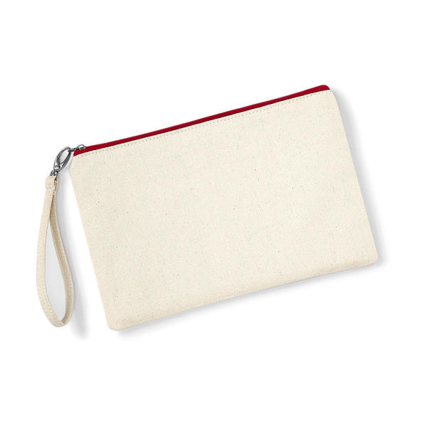 Canvas Wristlet Pouch - Natural/Red