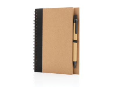 Kraft spiraal notitieboekje met pen