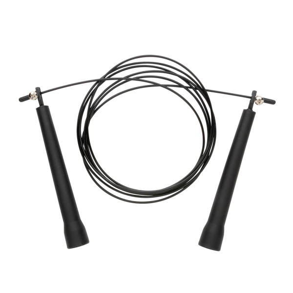 Adjustable jump rope in pouch, black