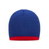 MB7584 Beanie with Contrasting Border royal/red one size