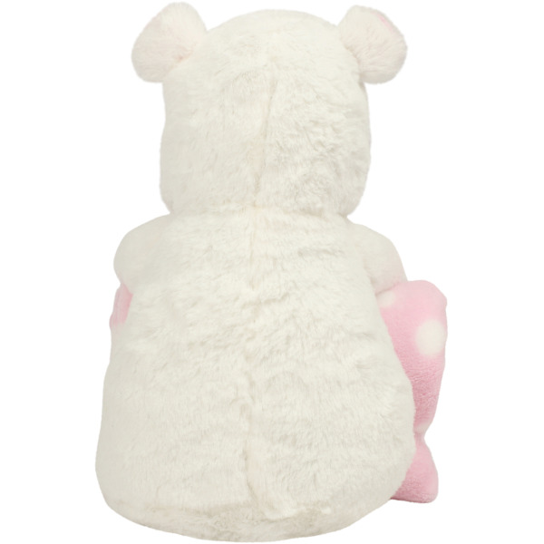White hippo with printed fleece blanket White / Pink One Size