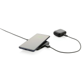 10W trådløs oplader med USB-porte, RCS genanvendt plast, sort