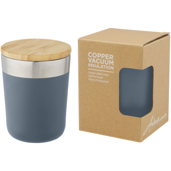 Lagan 300 ml copper vacuum insulated stainless steel tumbler with bamboo lid - Ice blue