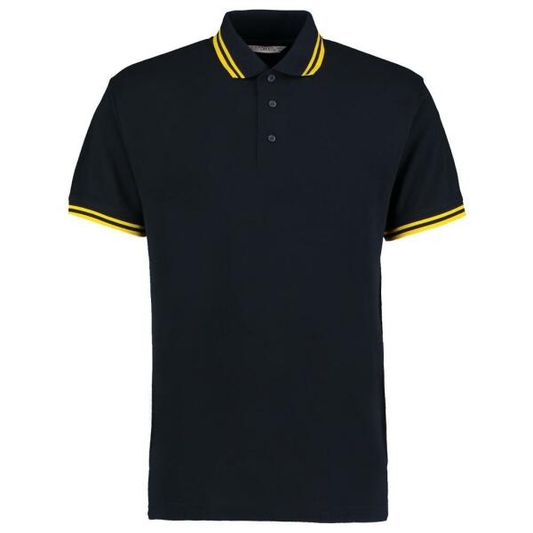 Contrast Tipped Poly/Cotton Piqué Polo Shirt, Navy/Yellow, 3XL, Kustom Kit