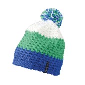 MB7940 Crocheted Cap with Pompon aqua/lime/wit one size