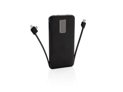 10.000 mAh powerbank met geïntegreerde kabels 10.000 mAh powerbank met geïntegreerde kabels