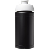 Baseline® Plus 500 ml sportfles met flipcapdeksel - Zwart/Wit