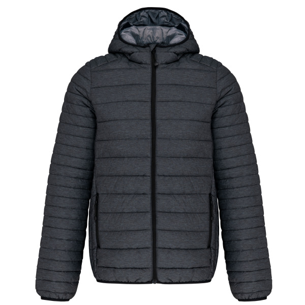 Men's lightweight hooded padded jacket Marl Dark Grey 4XL