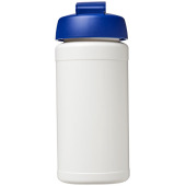 Baseline® Plus 500 ml sportflaska med uppfällbart lock - Vit/Blå