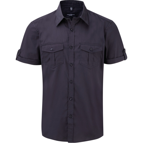 Men's Roll Sleeve Shirt - Short Sleeve French Navy M
