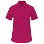 Overhemd in onderhoudsvriendelijk polykatoen-popeline korte mouwen dames Fuchsia XL