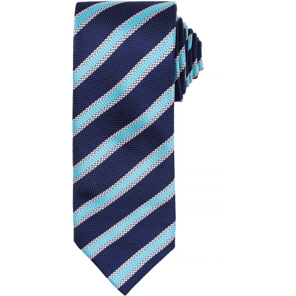 Waffle Stripe tie Navy / Turquoise One Size