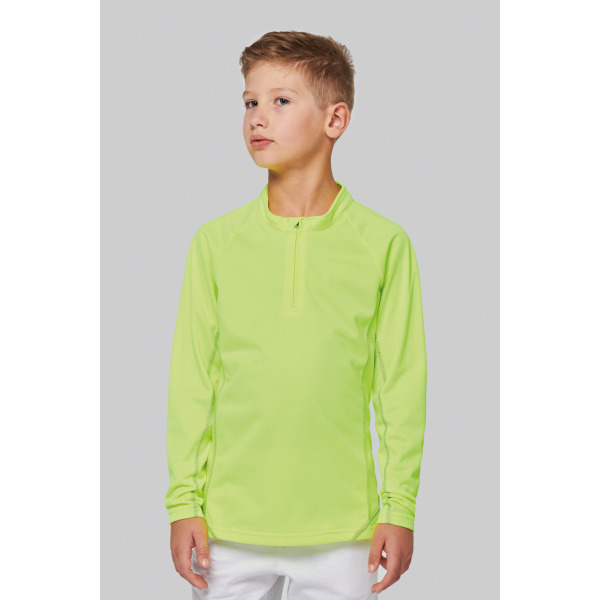 Sportshirt met lange mouwen ¼ ritssluiting voor kinderen Fluorescent Yellow 6/8 ans
