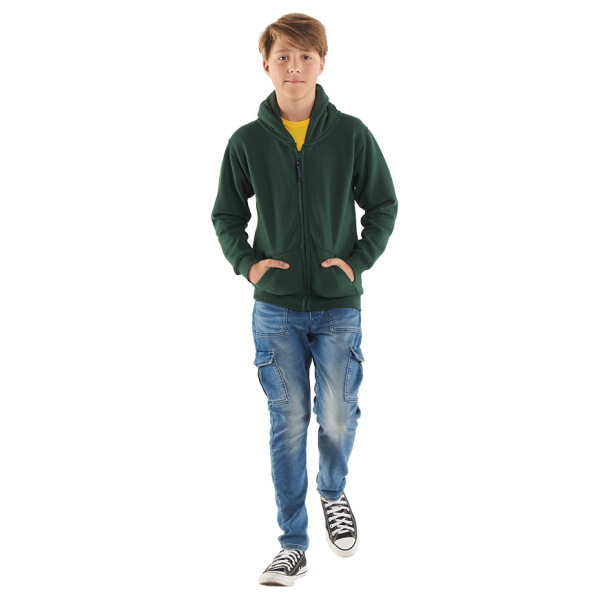 Childrens Classic Full Zip Hooded Sweatshirt - 11/13 YRS - Bottle Green